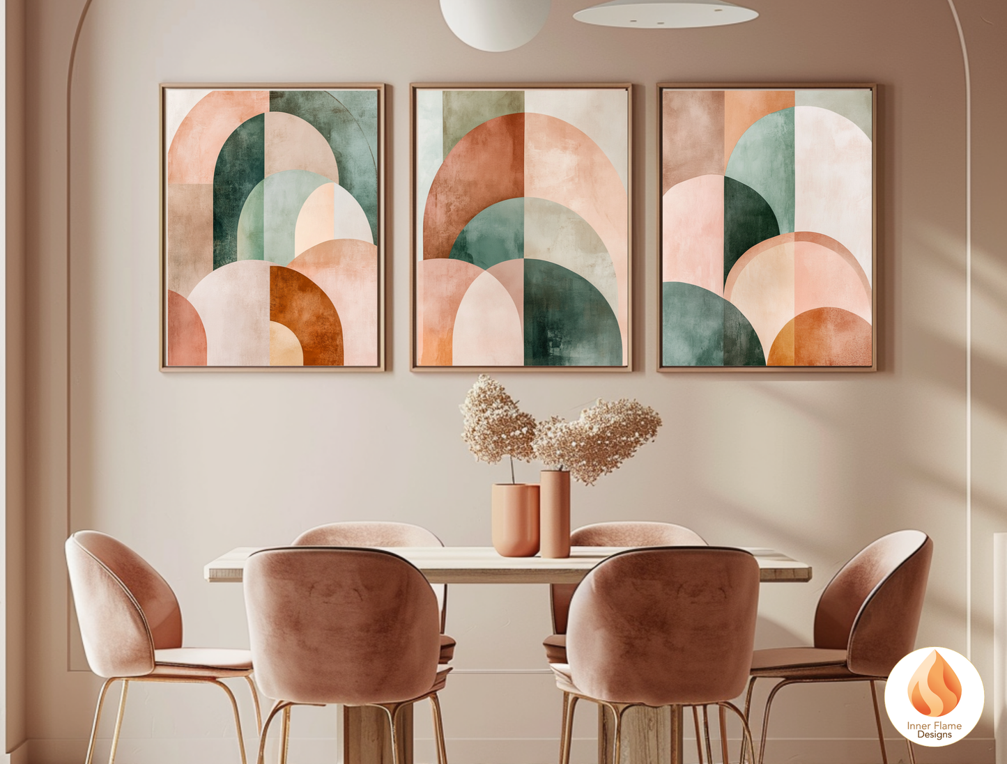 Harmonious Boho Wall Art Décor for Modern Home Design | Triptych Artwork