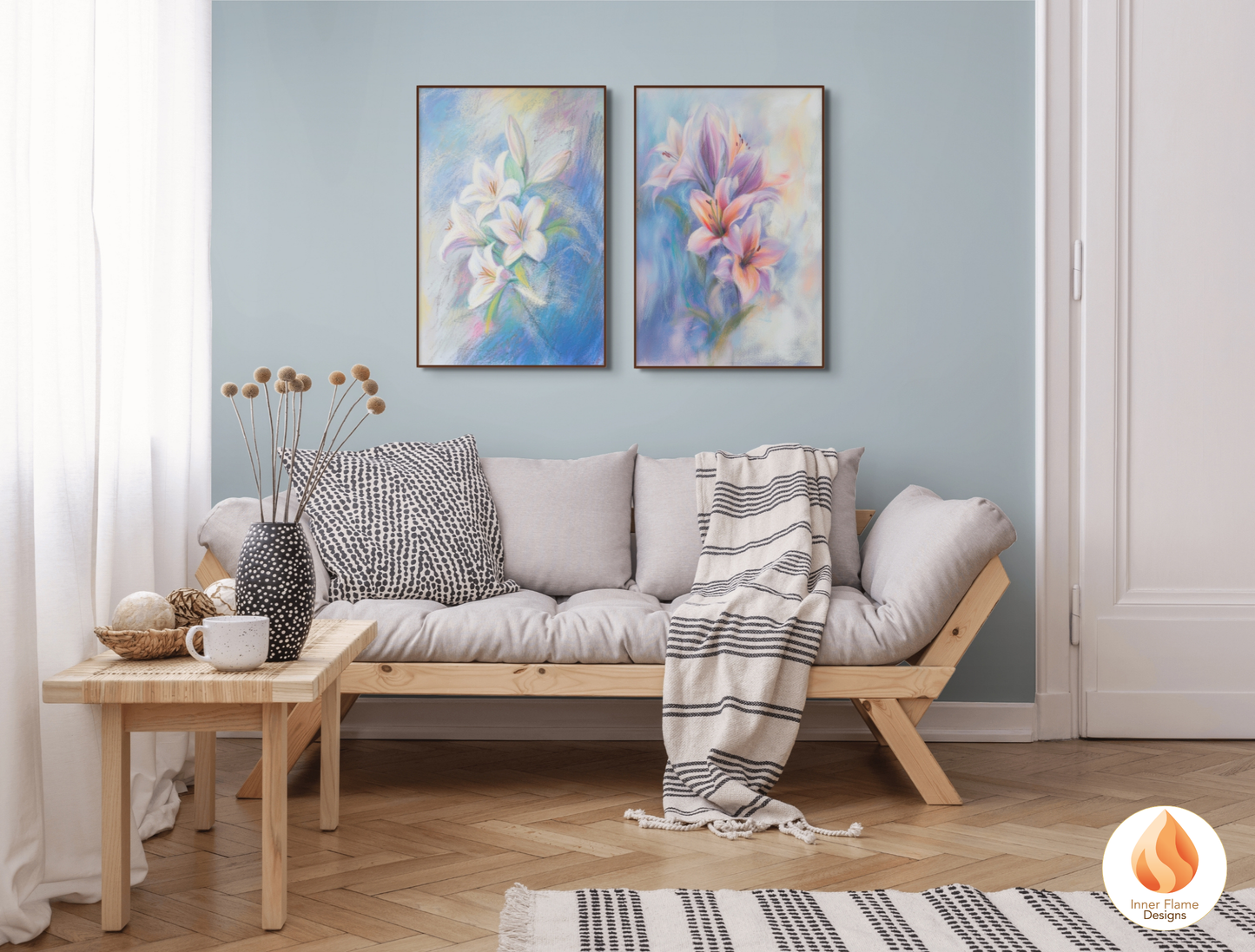 Delicate Flower Artwork for Modern Home Design | Four Piece Artwork