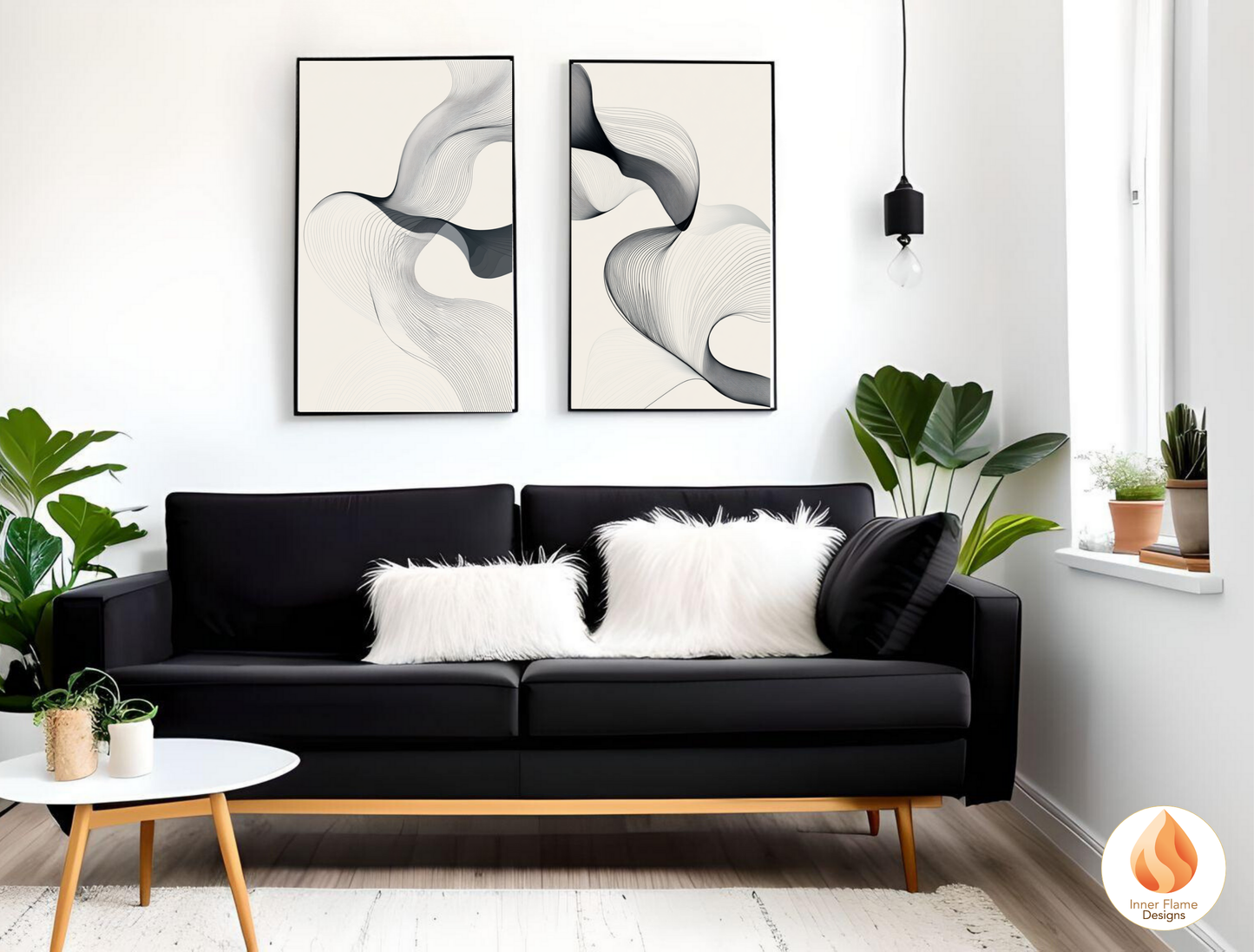 Flowing Line Art for Modern Home Design | Triptych Artwork