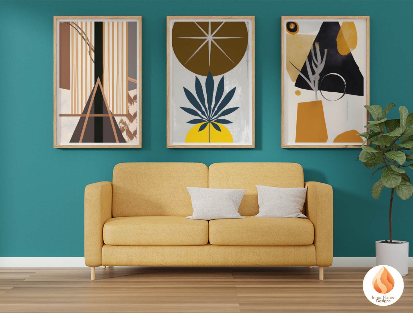 Eclectic Boho Wall Art Décor for Modern Home Design | Triptych Artwork (Series 2)