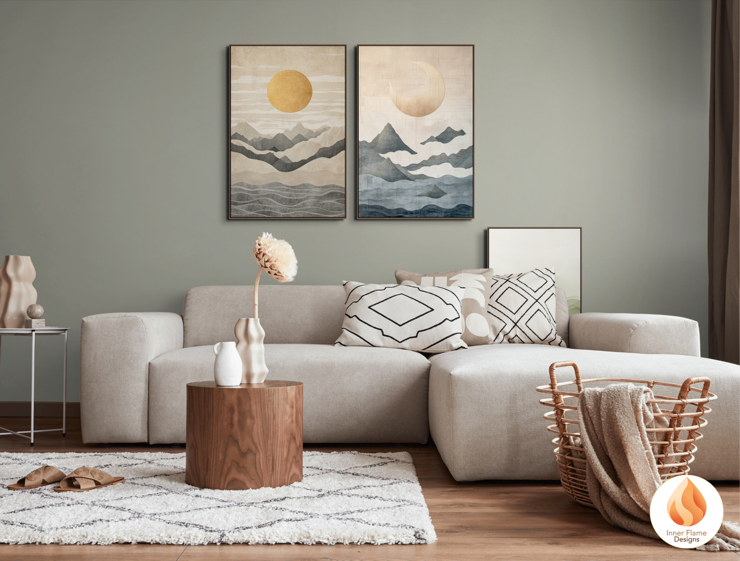 Poetic Japandi Art for Modern Home Design | Diptych Artwork