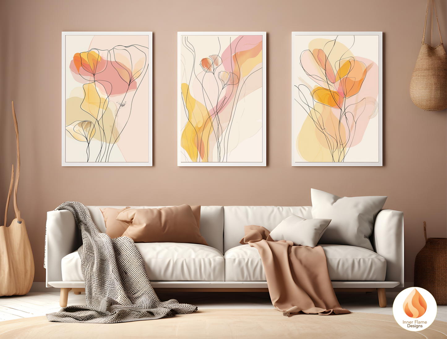 Graceful Line Art for Modern Home Design | Triptych Artwork (Series 3)