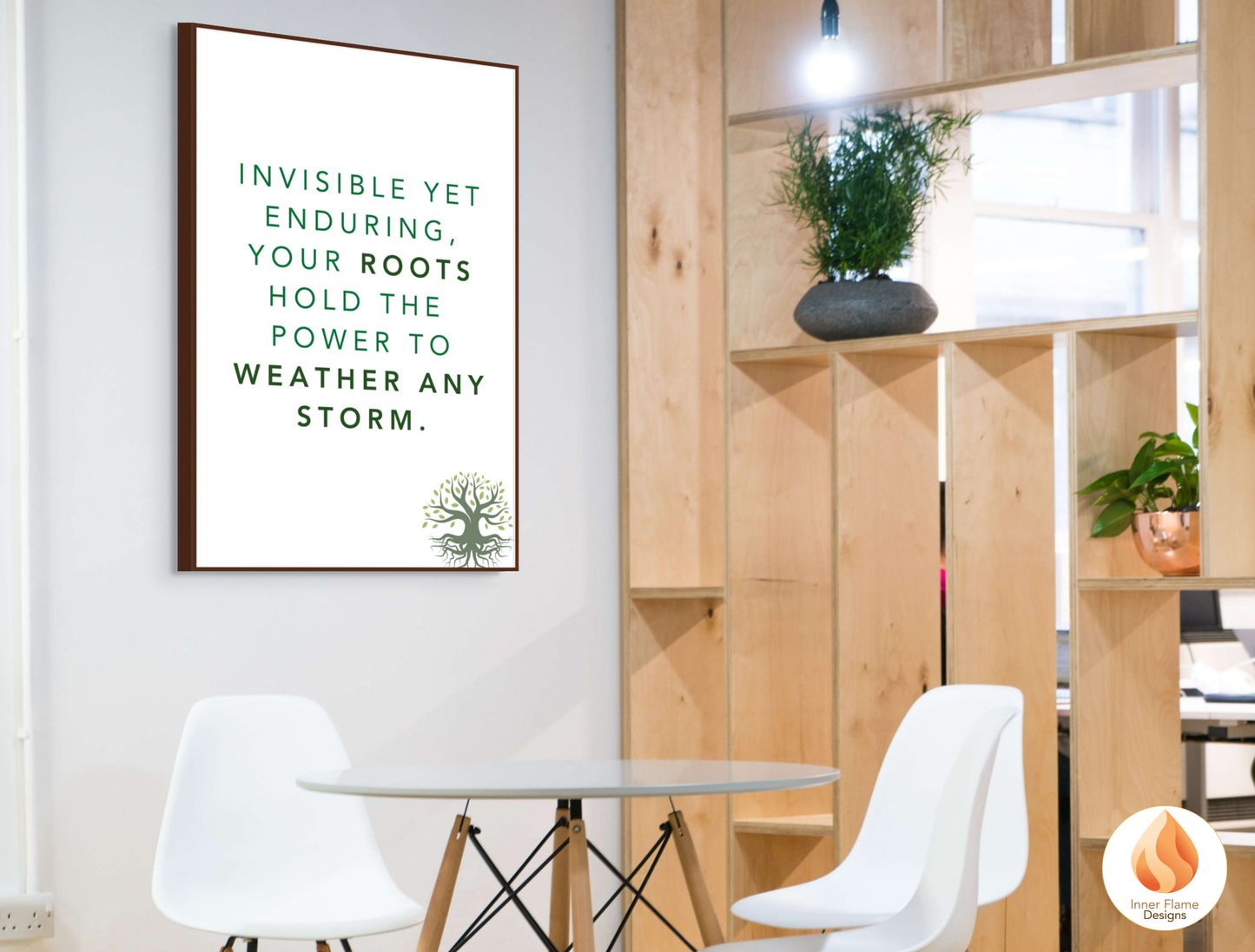 Motivational Poster with Nature-Inspired Quote 3 - "Invisible Yet Enduring, Your Roots Hold The Power To Weather Any Storm"