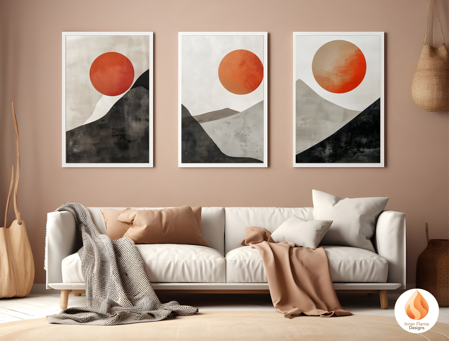 Ethereal Japandi Art for Modern Home Design | Triptych Artwork (Series 5)