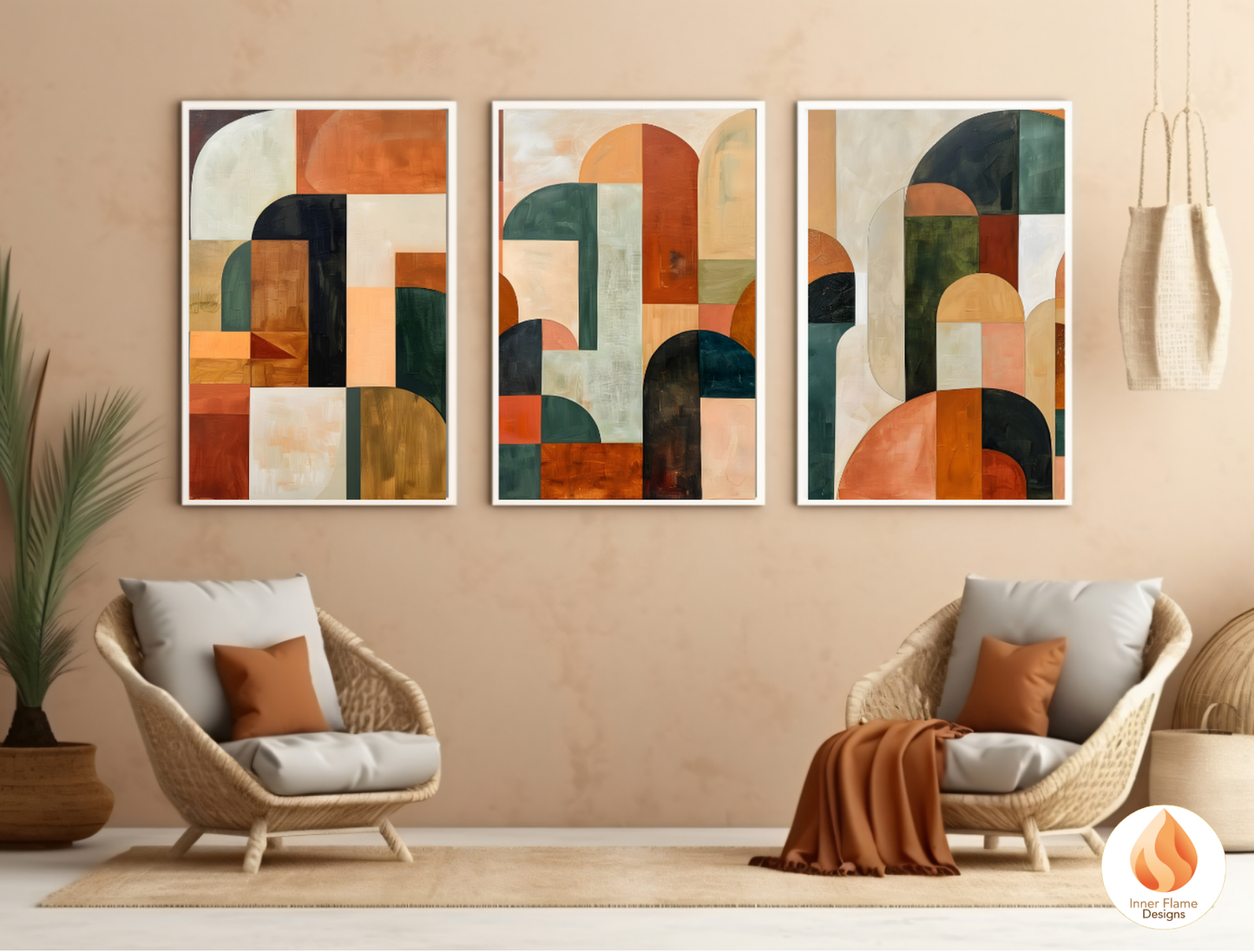 Distinctive Geometric Artwork for Modern Home Design | Triptych Artwork