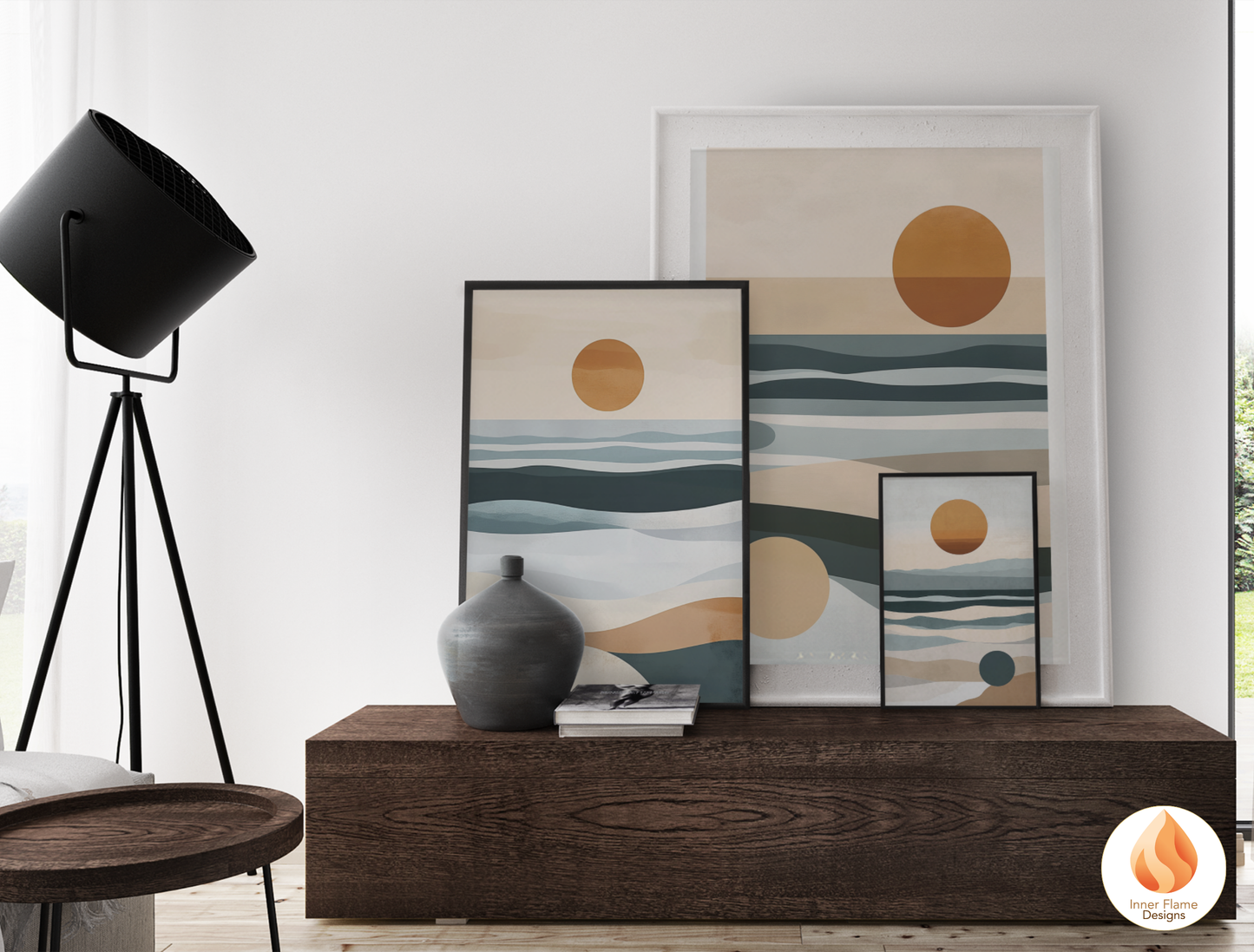 Serene Japandi Art for Modern Home Design | Triptych Artwork