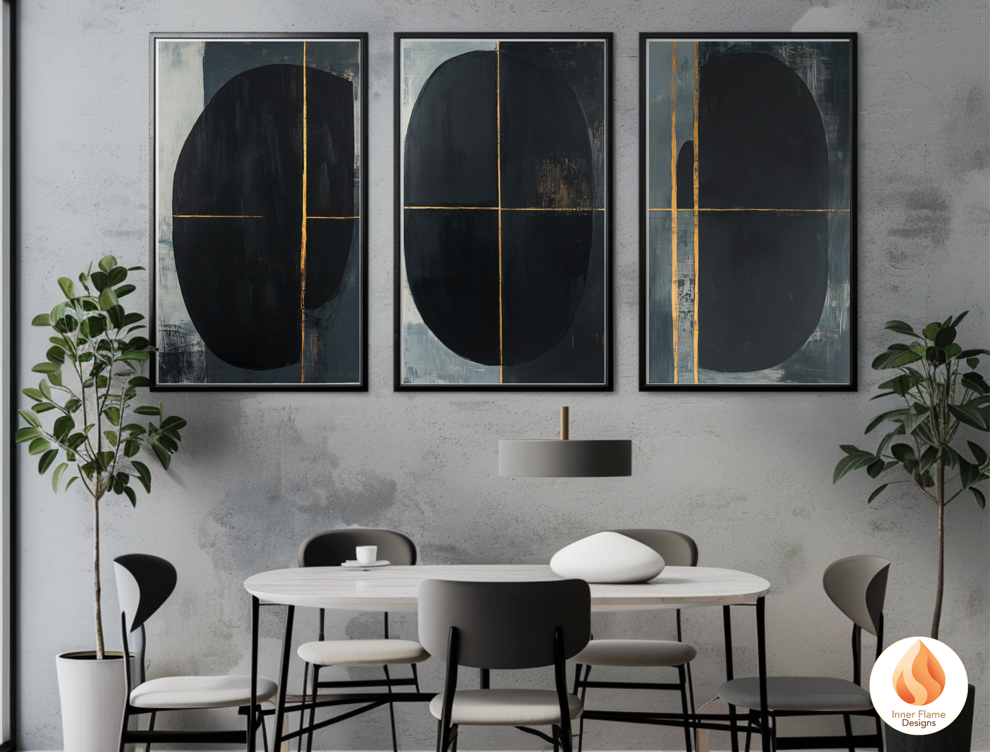 Enigmatic Minimalist Art for Modern Home Design | Triptych Artwork