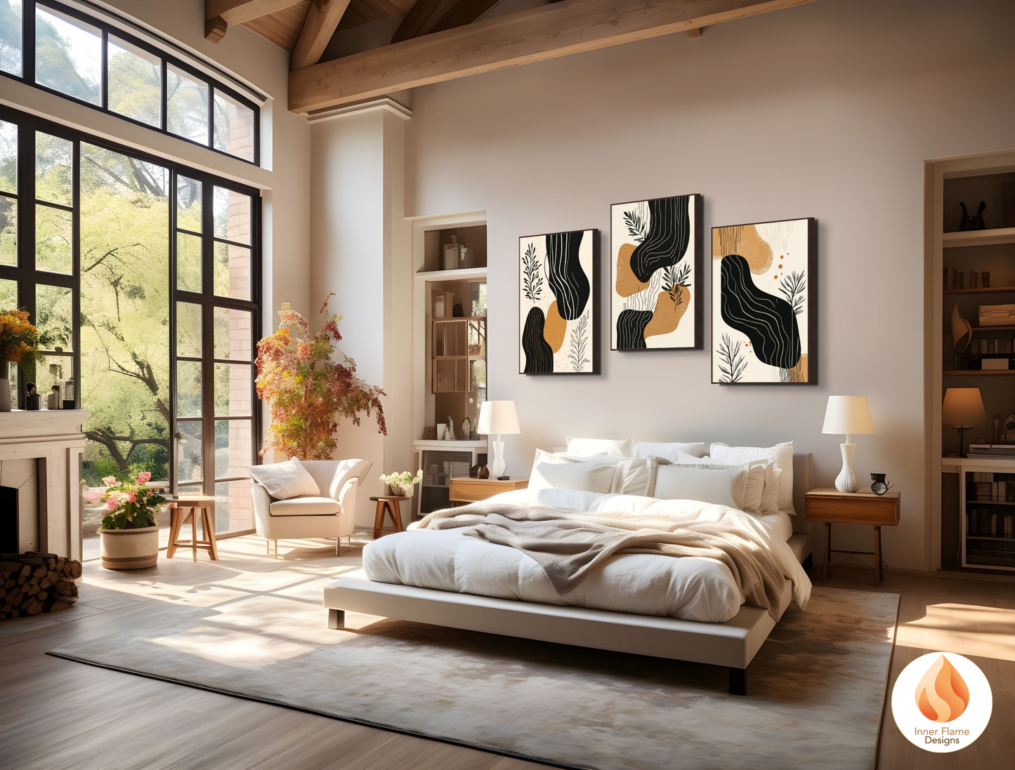 Organic Botanical Art for Modern Home Design | Triptych Artwork