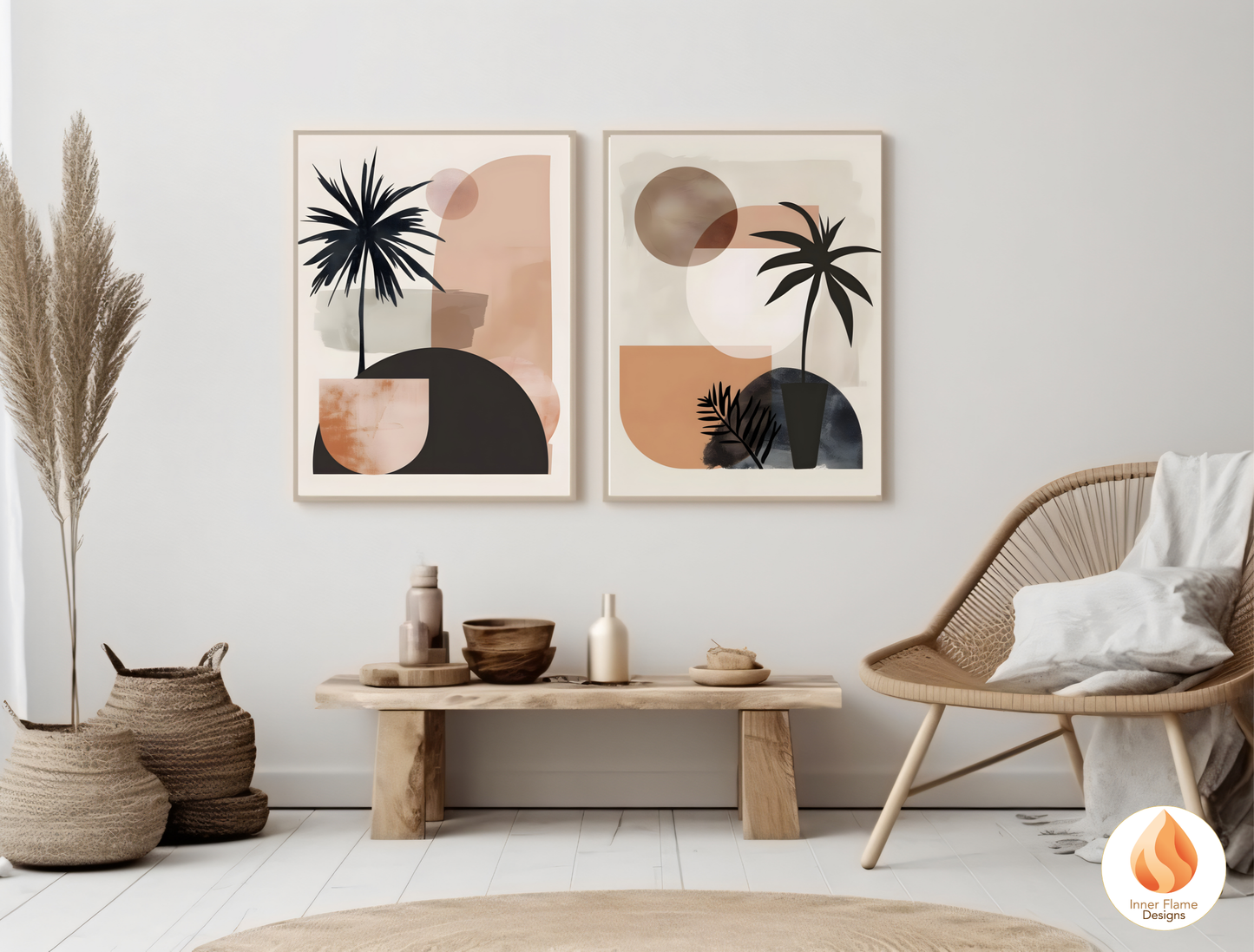 Calming Japandi Art for Modern Home Design | Triptych Artwork
