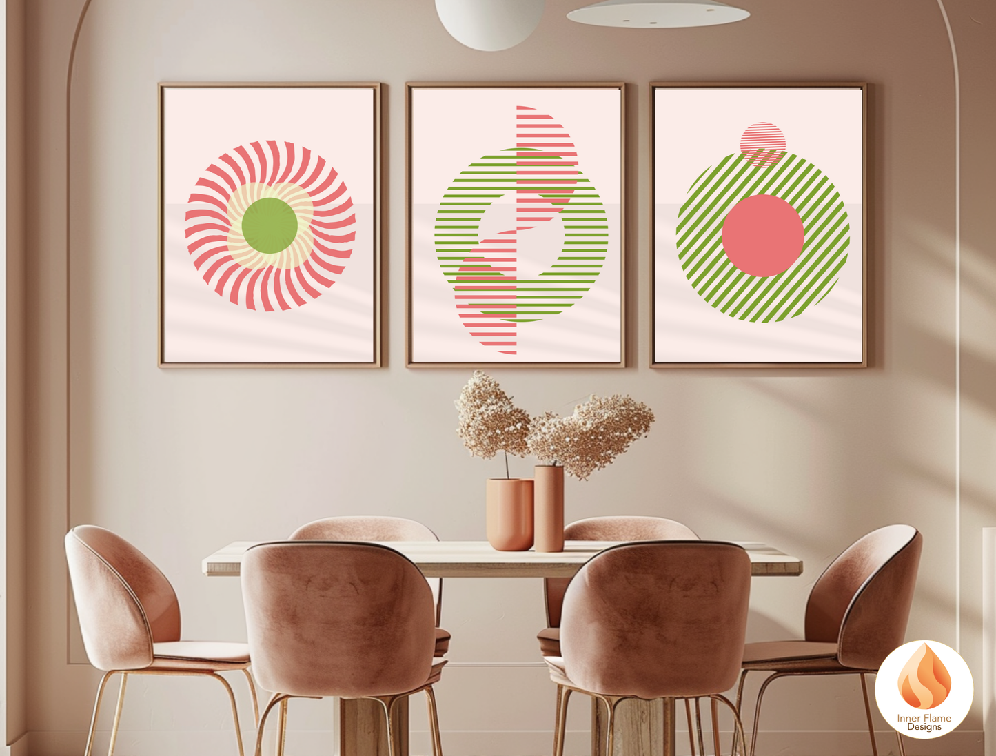 Playful Geometric Artwork for Modern Home Design | Triptych Artwork