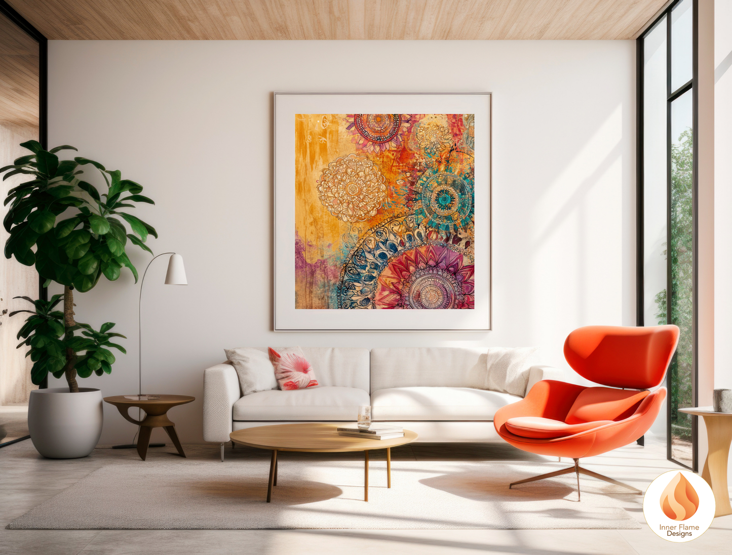 Kaleidoscopic Boho Wall Art Décor for Modern Home Design | Triptych Artwork
