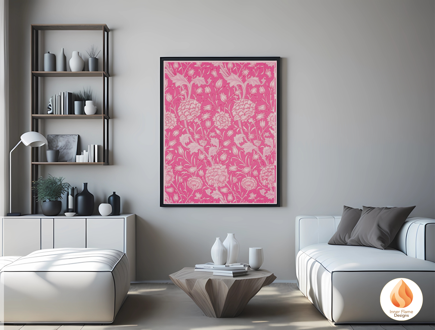 William Morris Inspired Designs - "Wild Tulip" | Abstract Botanical Art for Modern Home Design | Triptych Artwork