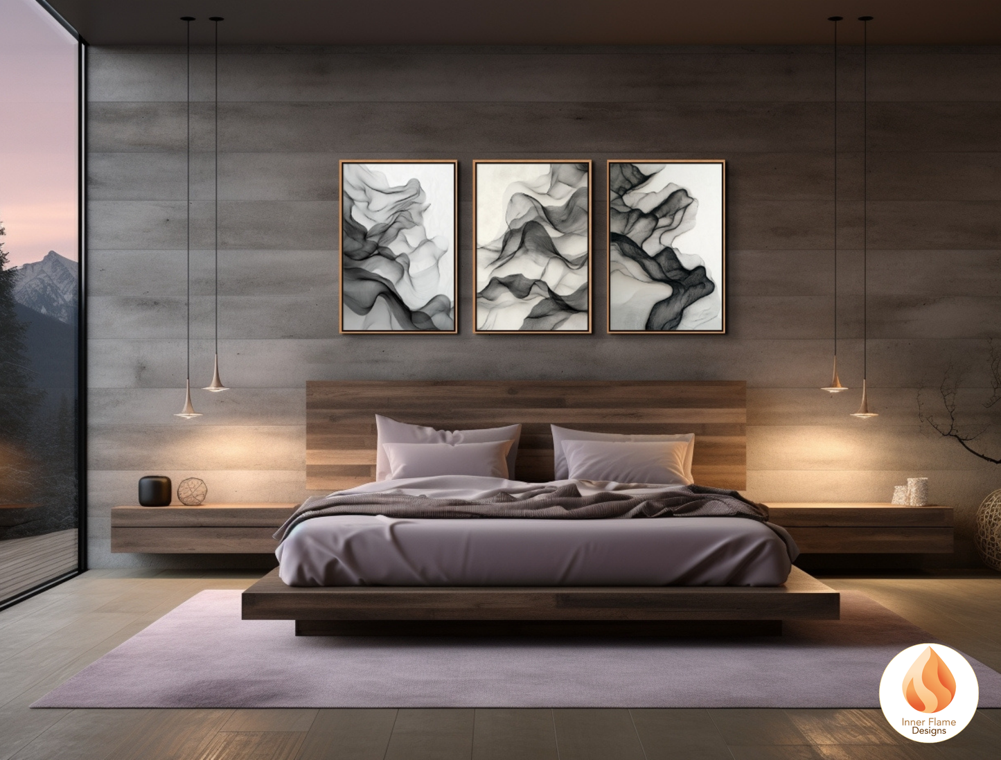 Intricate Line Art for Modern Home Design | Triptych Artwork