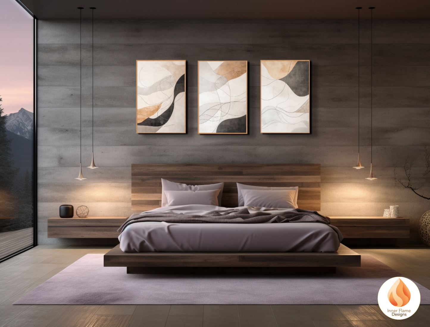 Neutral Line Art for Modern Home Design | Triptych Artwork