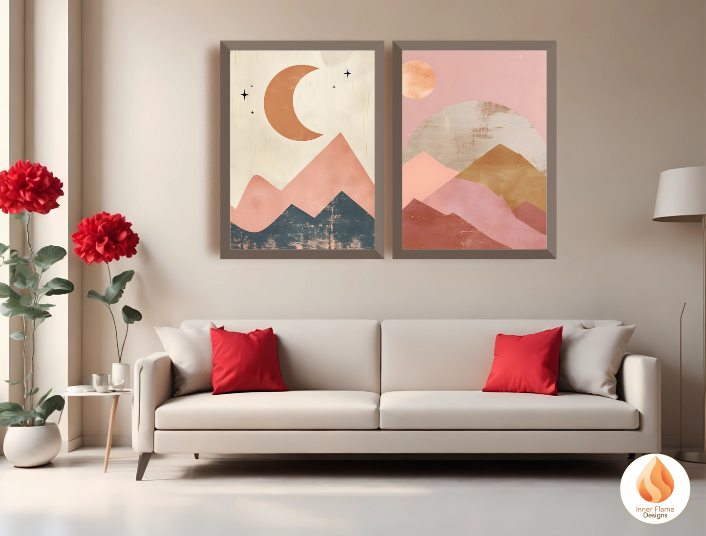 Soothing Boho Wall Art Décor for Modern Home Design | Triptych Artwork (Series 3)