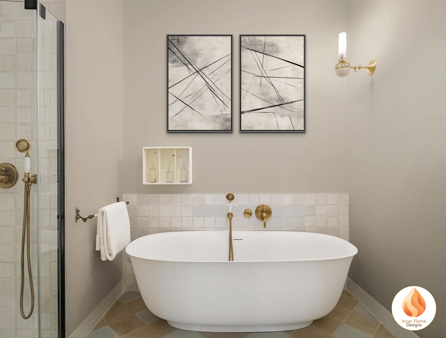 Linear Line Art for Modern Home Design | Triptych Artwork