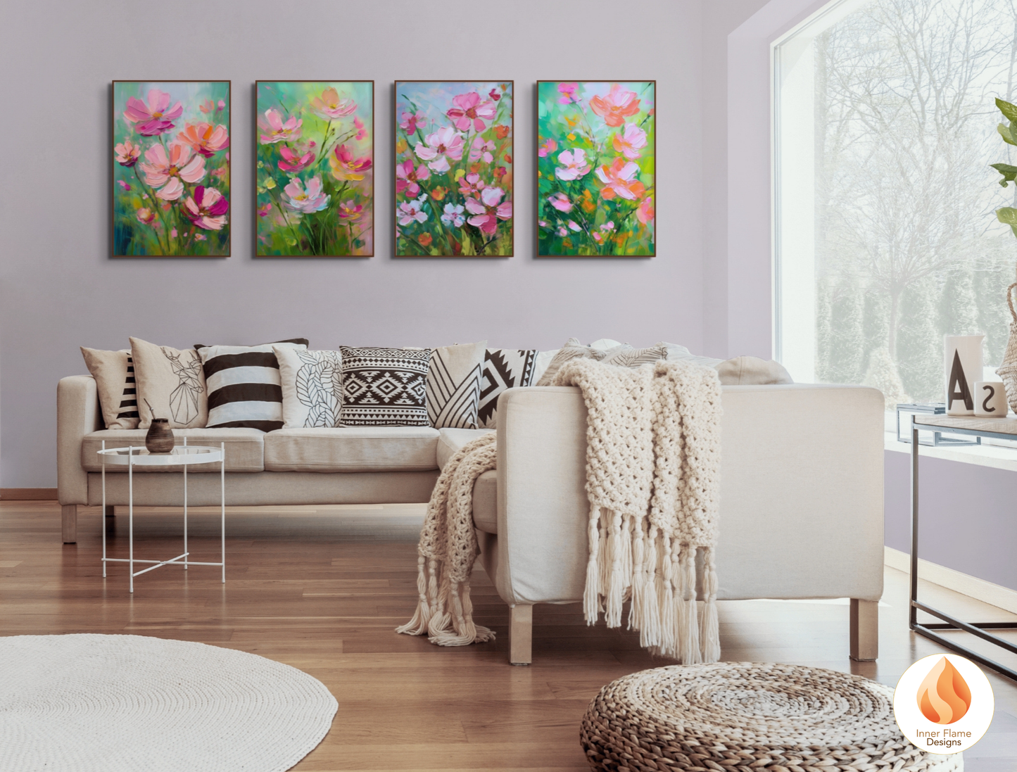 Captivating Flower Artwork for Modern Home Design | Four Piece Artwork