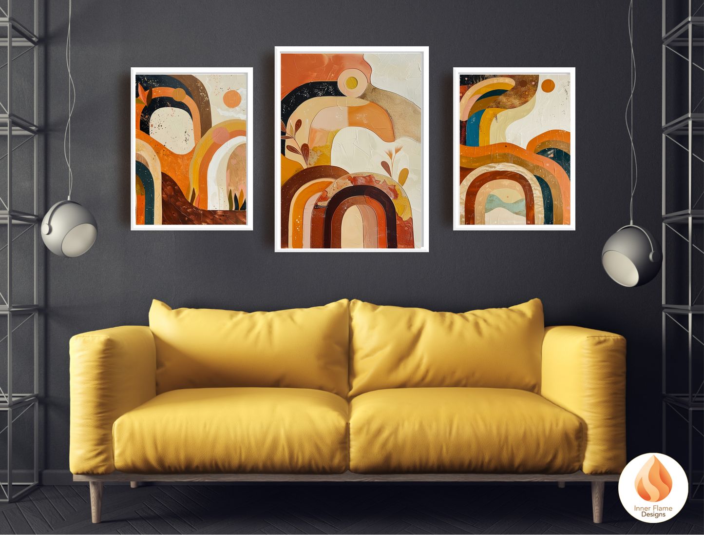 Eclectic Boho Wall Art Décor for Modern Home Design | Triptych Artwork (Series 3)