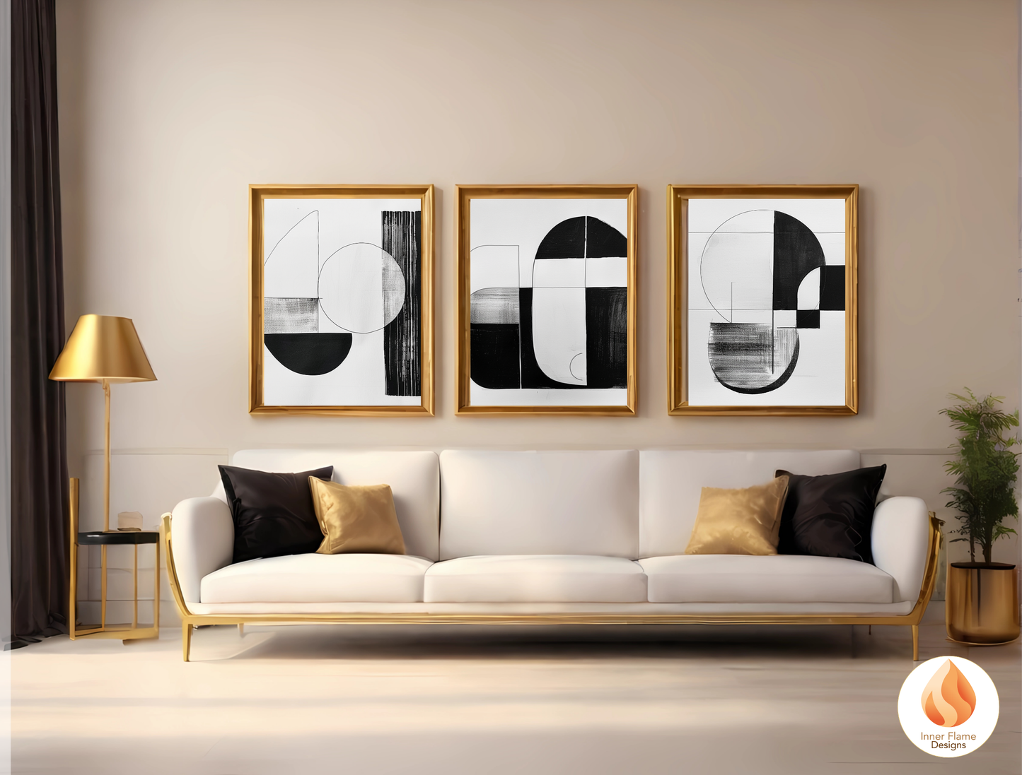 Monochromatic Line Art for Modern Home Design | Triptych Artwork (Series 2)