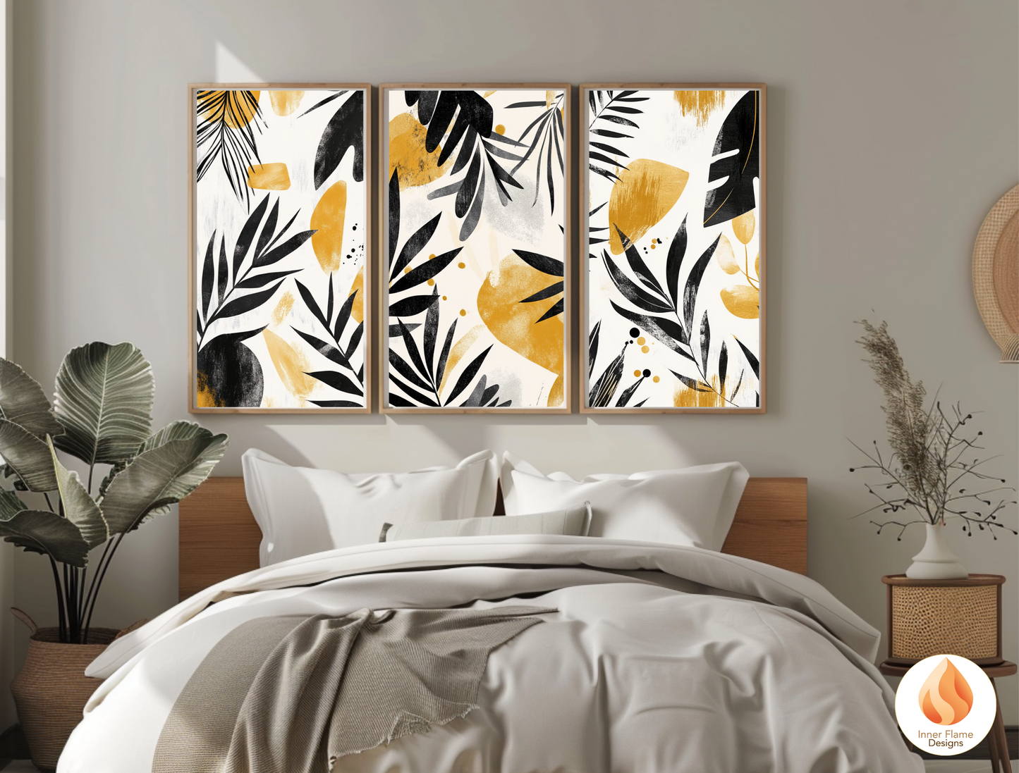 Expressive Botanical Art for Modern Home Design | Triptych Artwork