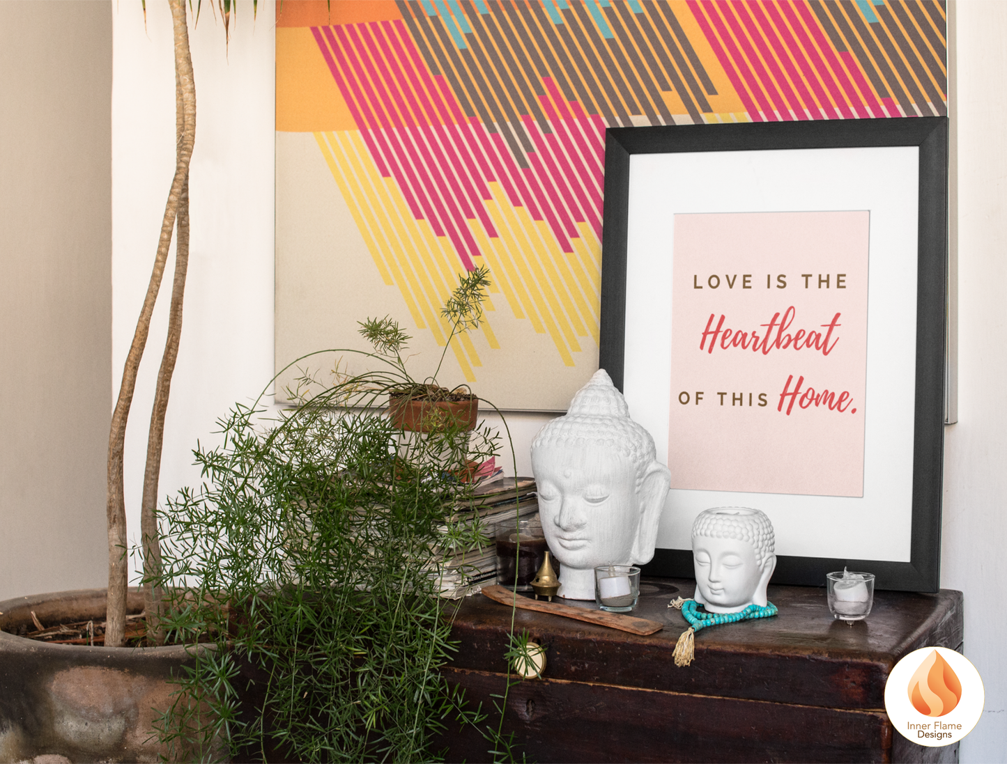 Motivational Poster with Love Inspirational Quote 4 - "Love Is The Heartbeat Of This Home"