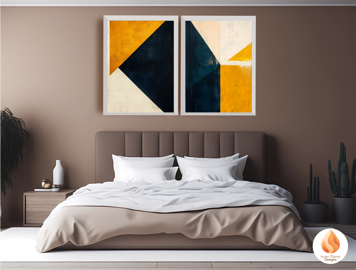 Edgy Geometric Artwork for Modern Home Design | Triptych Artwork