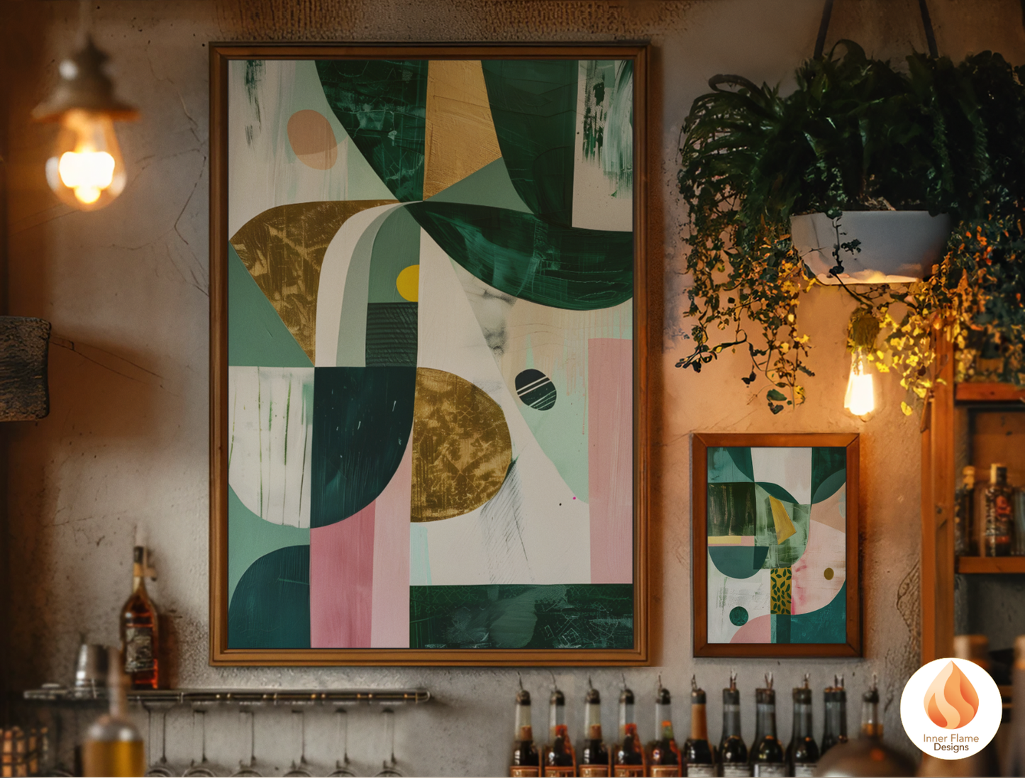 Eclectic Geometric Artwork for Modern Home Design | Triptych Artwork