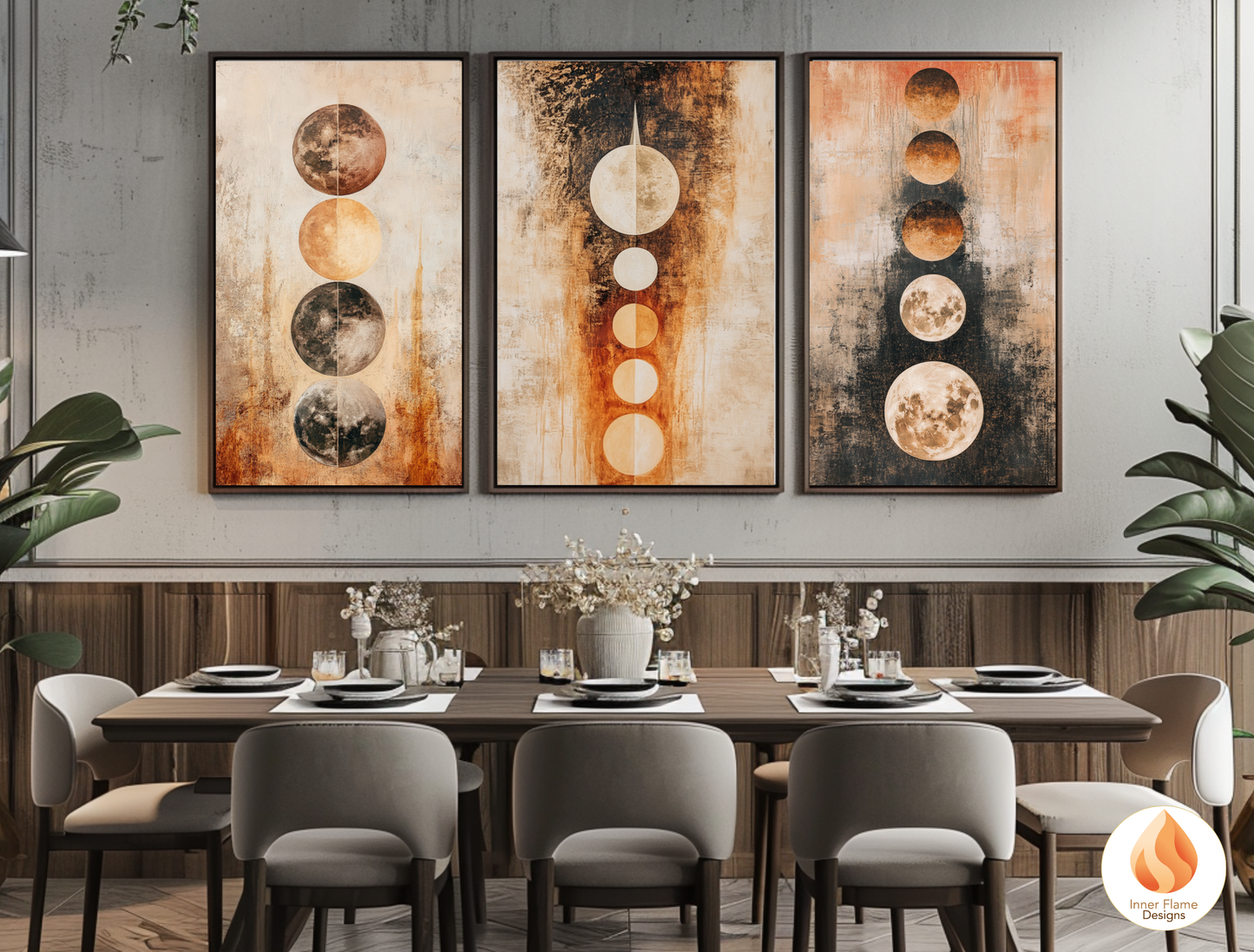 Cosmic Boho Wall Art Décor for Modern Home Design | Triptych Artwork (Series 1)