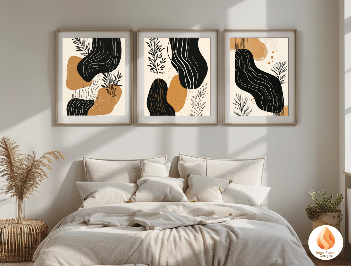 Organic Botanical Art for Modern Home Design | Triptych Artwork