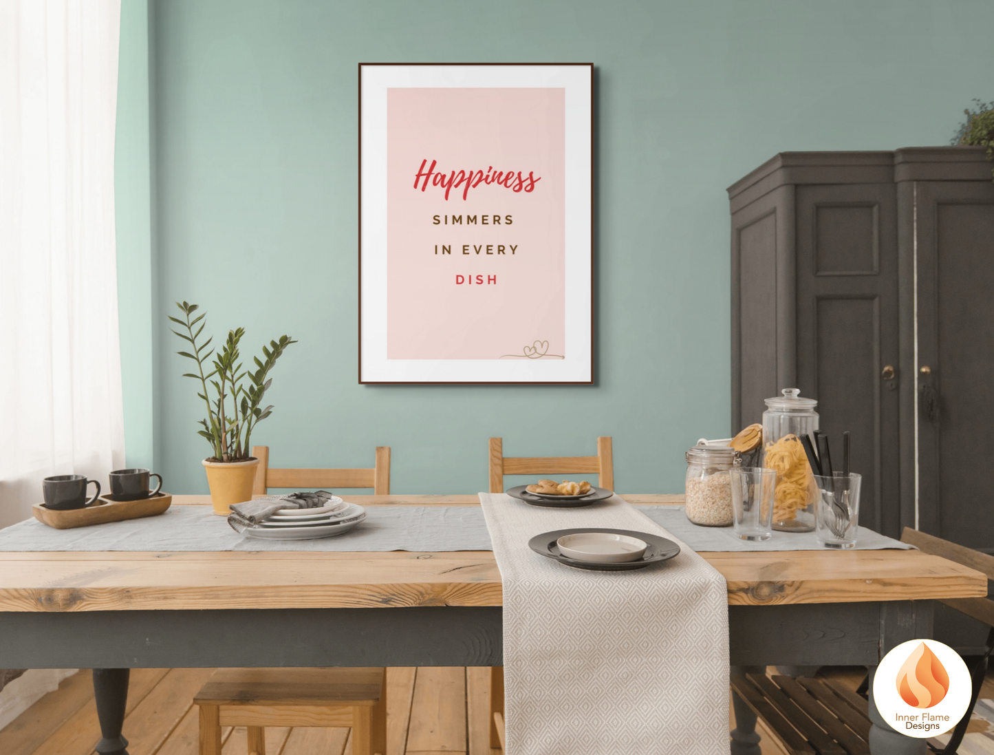 Motivational Poster with Quote on Family and Togetherness 4 - "Happiness Simmers In Every Dish"