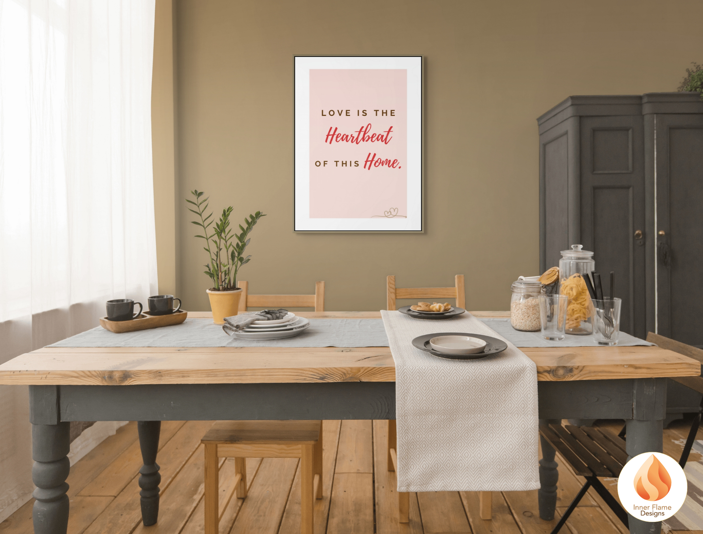 Motivational Poster with Love Inspirational Quote 4 - "Love Is The Heartbeat Of This Home"