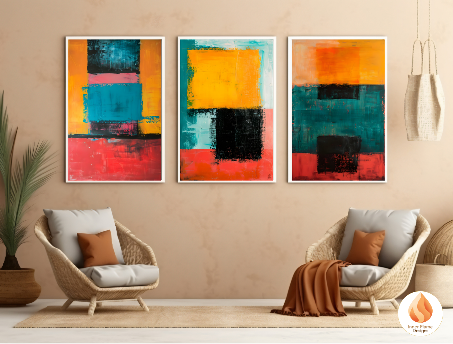 Radiant Minimalist Art for Modern Home Design | Triptych Artwork