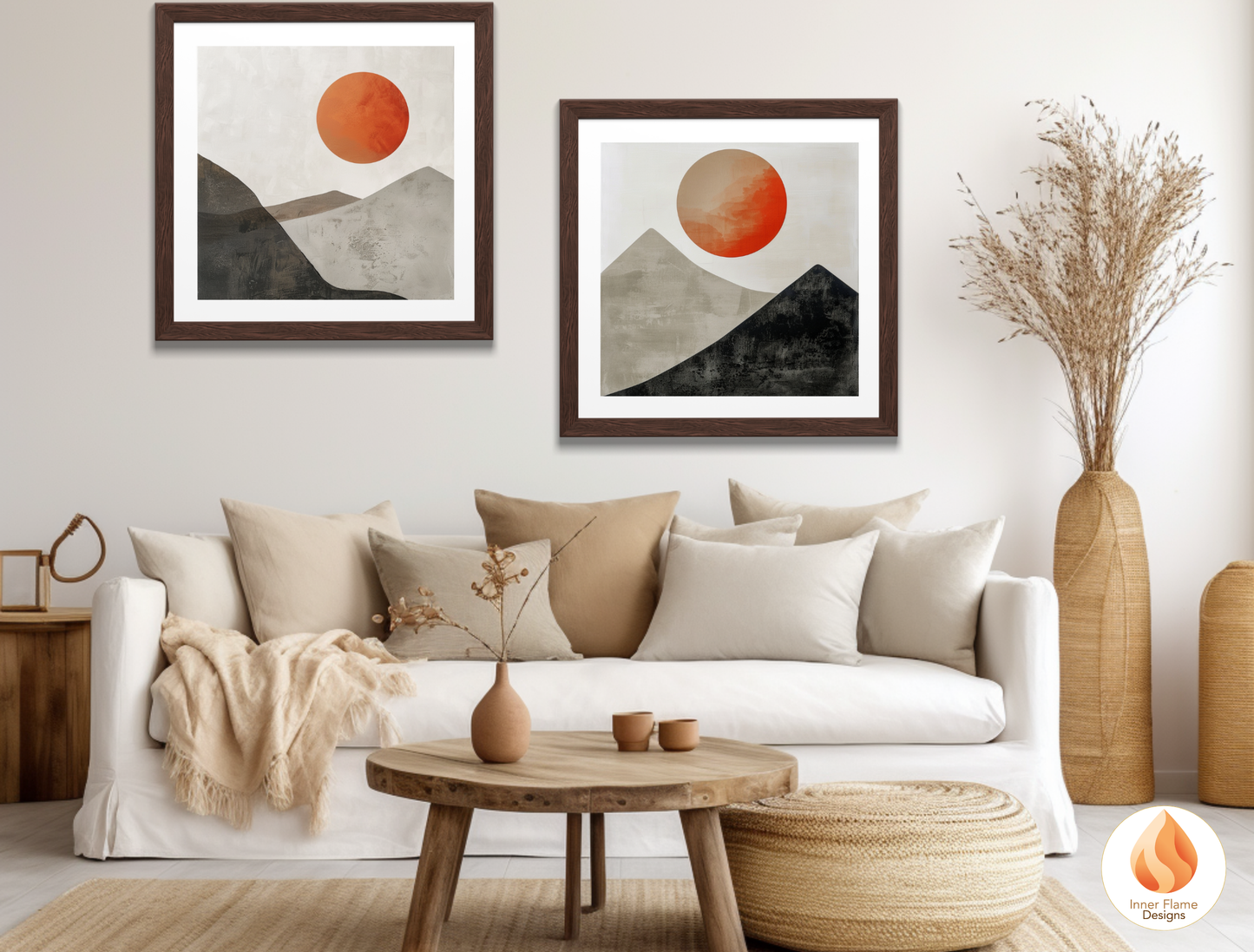 Ethereal Japandi Art for Modern Home Design | Triptych Artwork (Series 5)