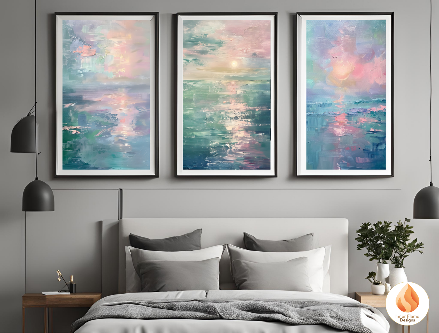 Translucent Minimalist Art for Modern Home Design | Triptych Artwork