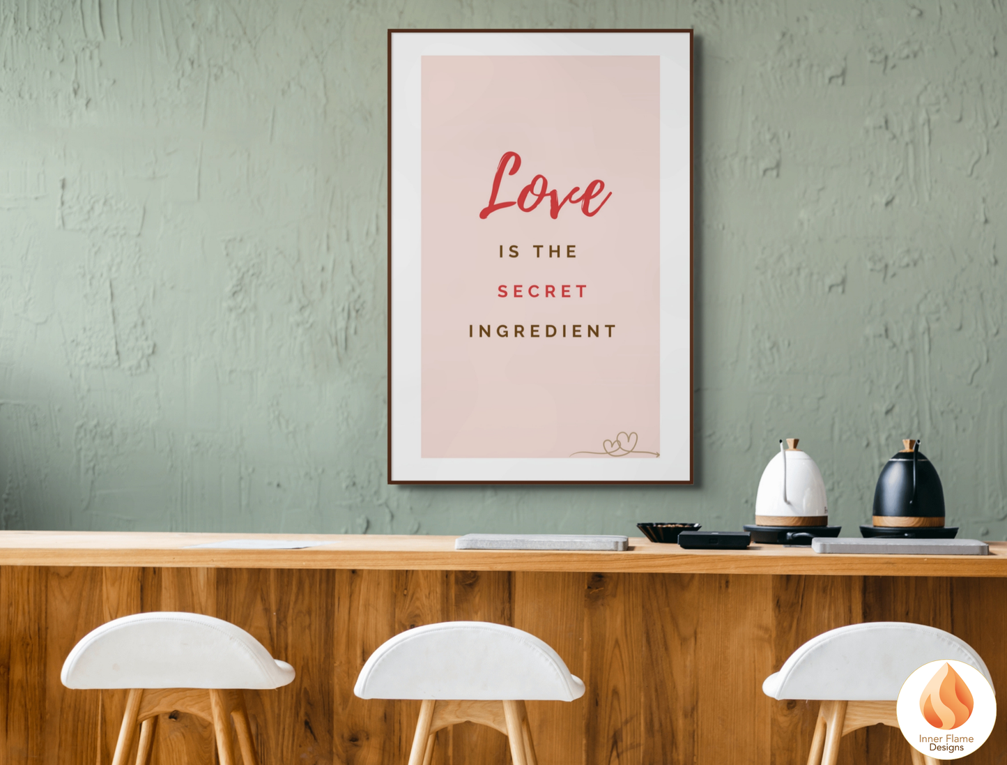 Motivational Poster with Quote on Family and Togetherness 2 - "Love Is The Secret Ingredient"
