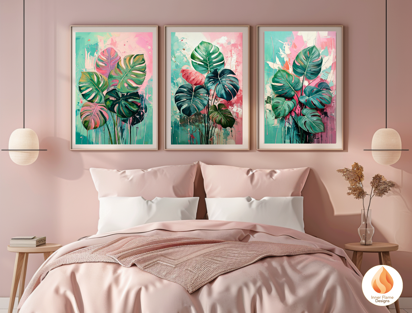 Dramatic Botanical Art for Modern Home Design | Triptych Artwork