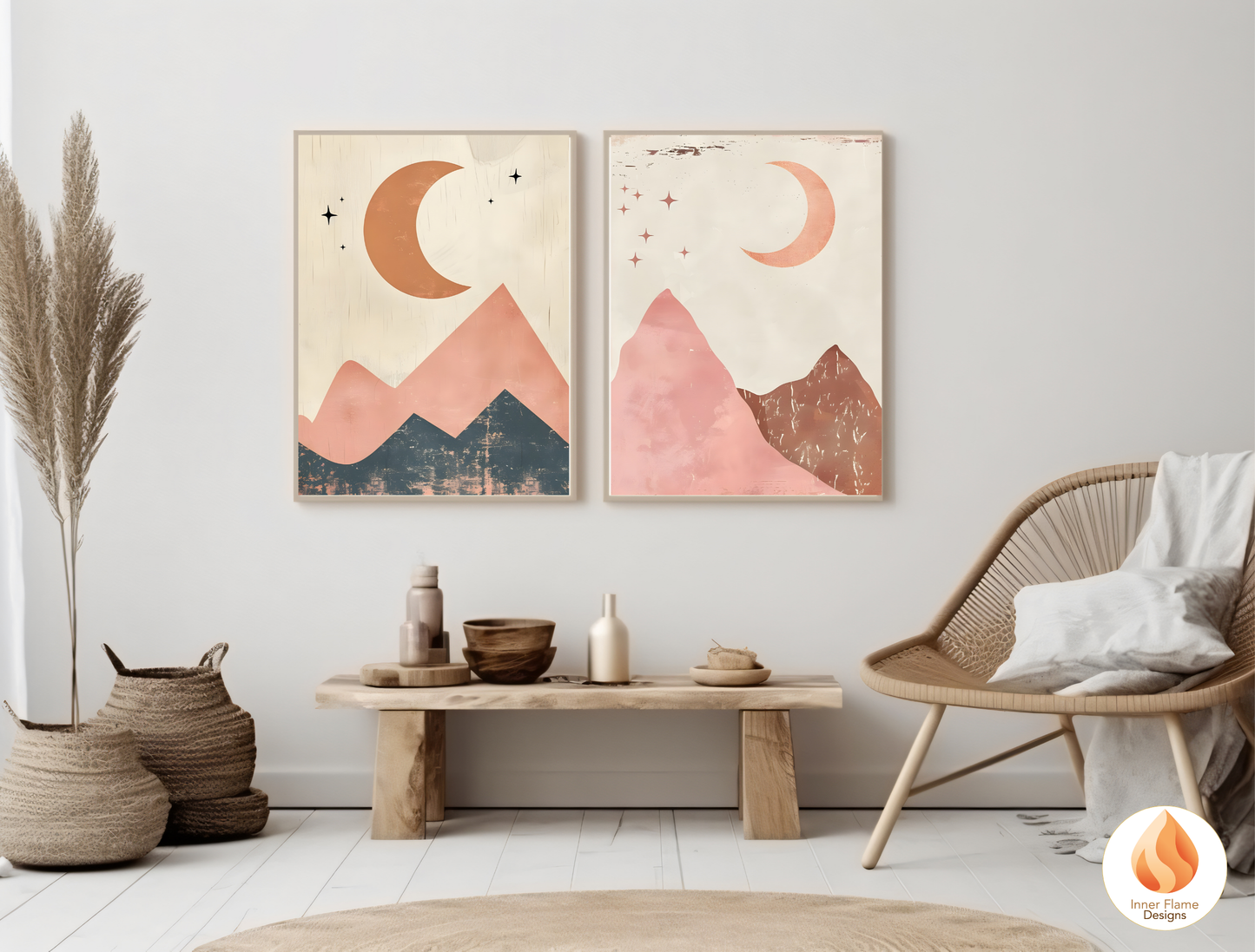 Soothing Boho Wall Art Décor for Modern Home Design | Triptych Artwork (Series 3)