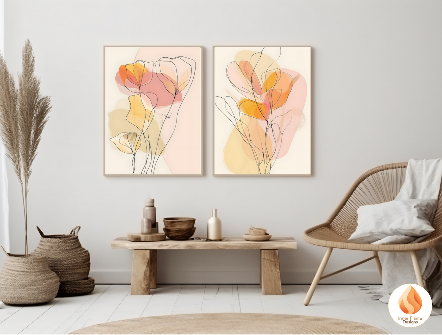 Graceful Line Art for Modern Home Design | Triptych Artwork (Series 3)