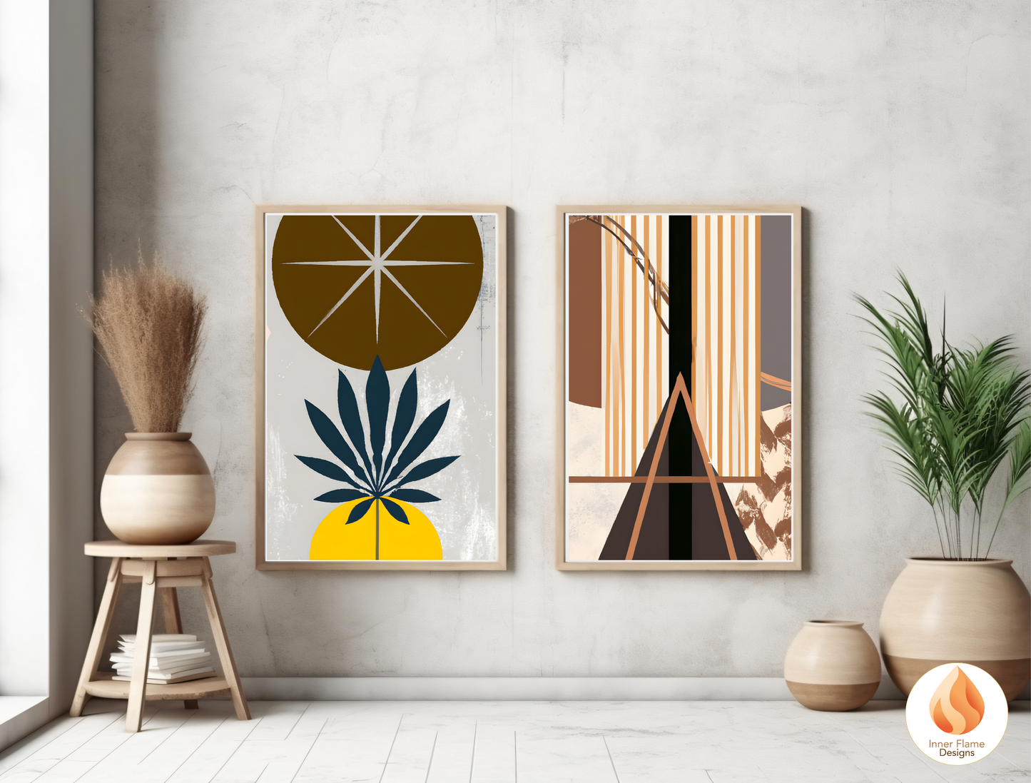 Eclectic Boho Wall Art Décor for Modern Home Design | Triptych Artwork (Series 2)
