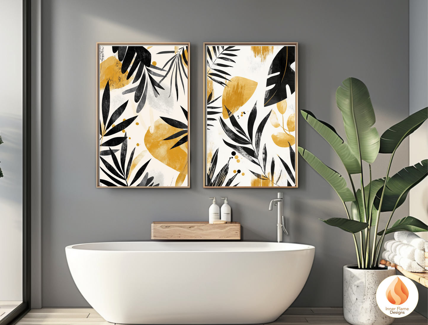 Expressive Botanical Art for Modern Home Design | Triptych Artwork