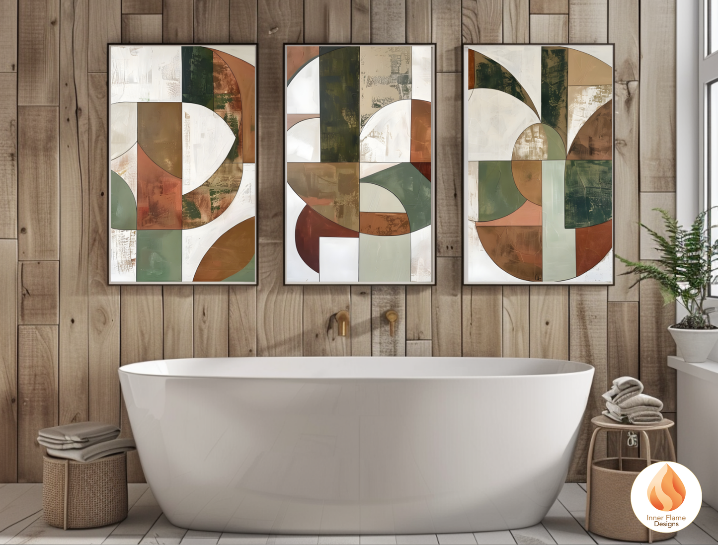 Organic Geometric Artwork for Modern Home Design | Triptych Artwork