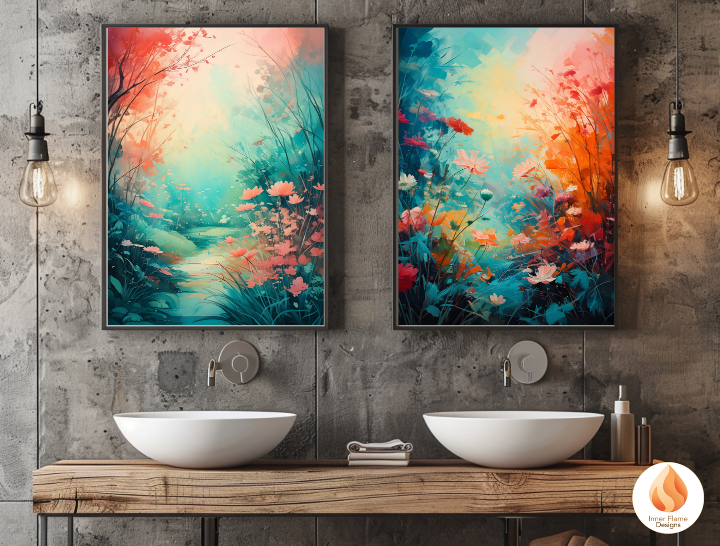 Incandescent Botanical Art for Modern Home Design | Triptych Artwork