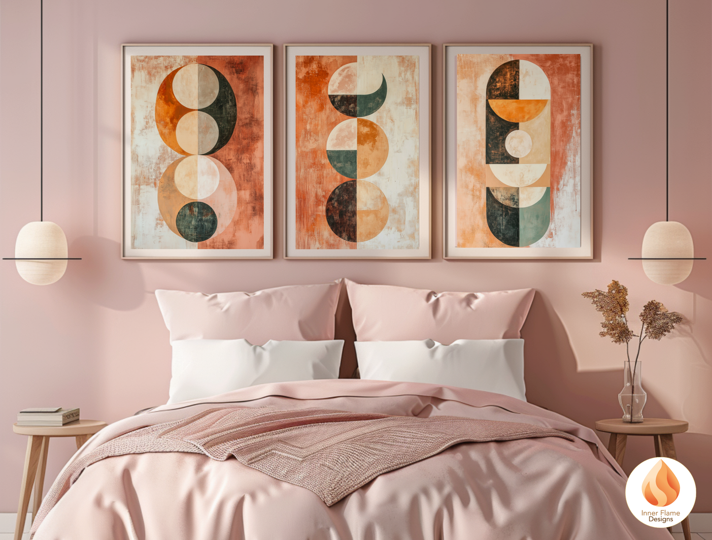 Cosmic Boho Wall Art Décor for Modern Home Design | Triptych Artwork (Series 2)