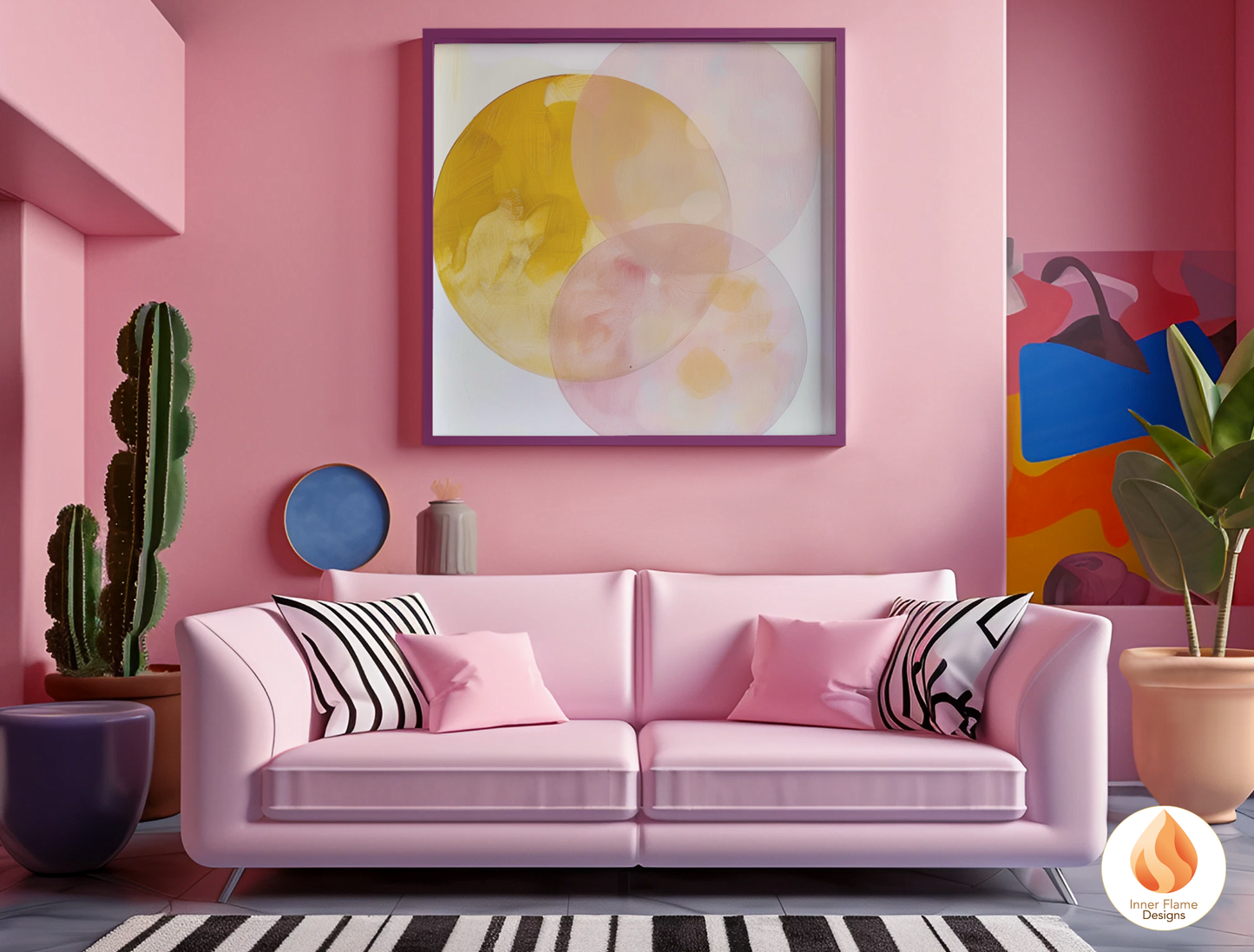 Soft and Sweet Geometric Artwork for Modern Home Design | Triptych Artwork