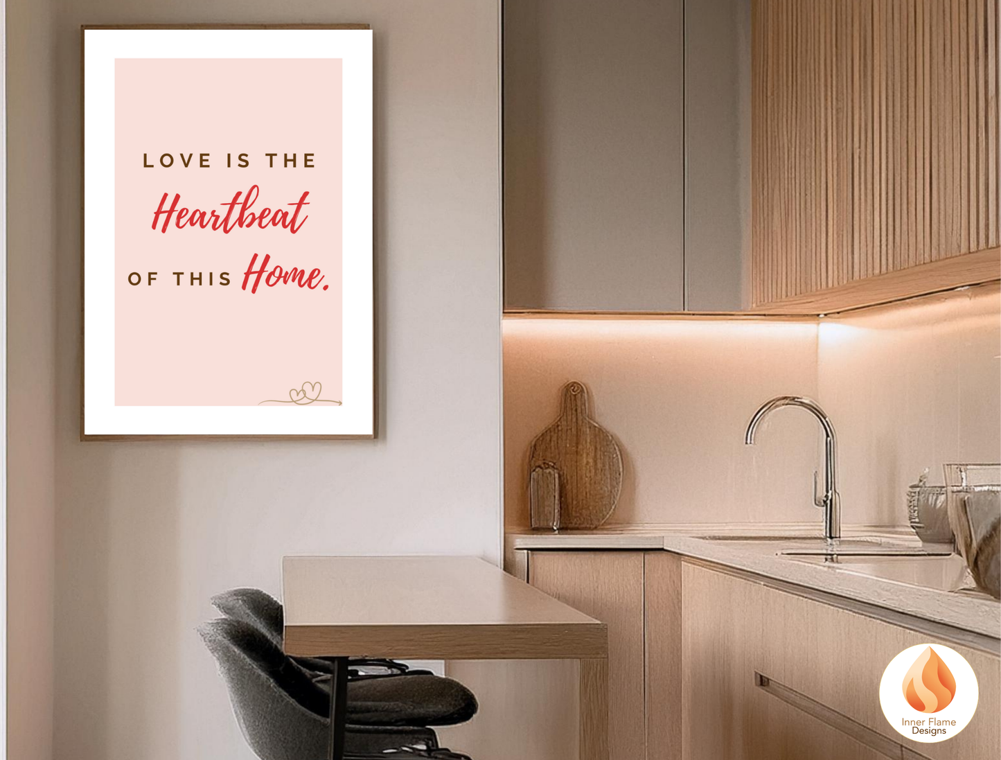Motivational Poster with Love Inspirational Quote 4 - "Love Is The Heartbeat Of This Home"
