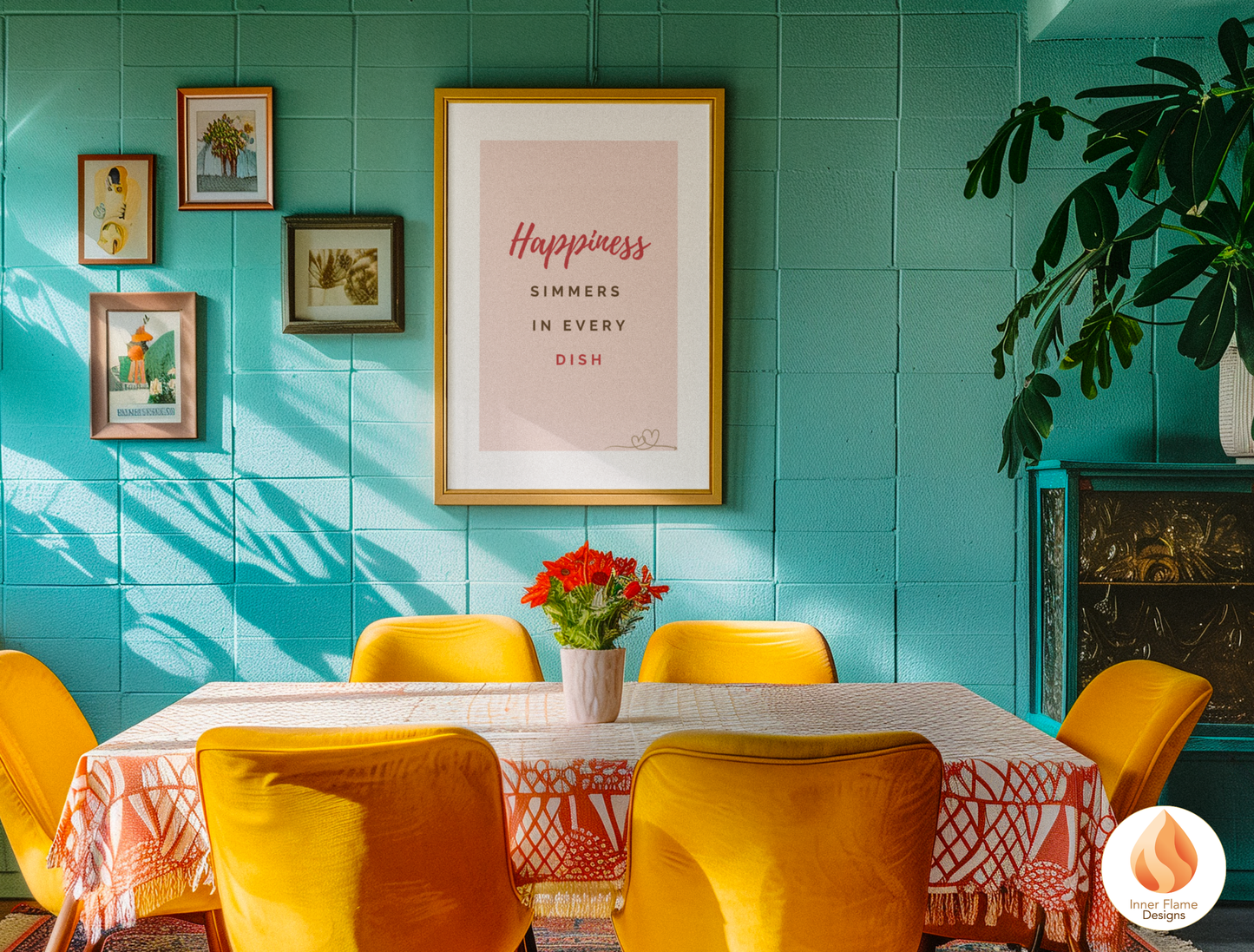 Motivational Poster with Quote on Family and Togetherness 4 - "Happiness Simmers In Every Dish"