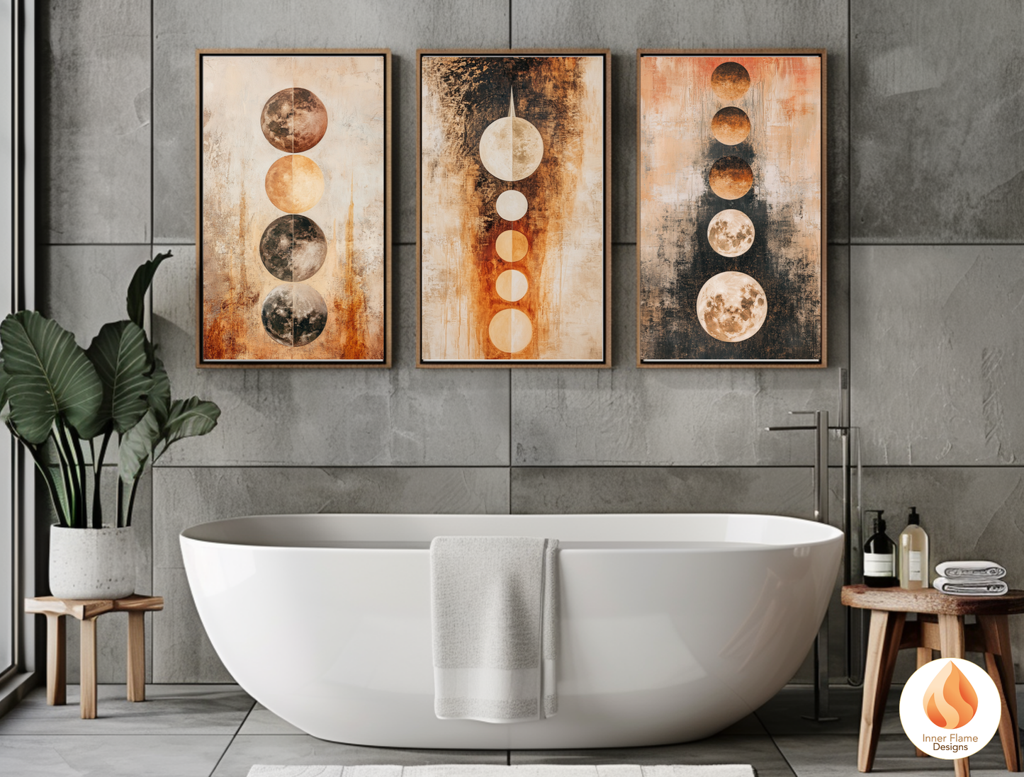 Cosmic Boho Wall Art Décor for Modern Home Design | Triptych Artwork (Series 1)