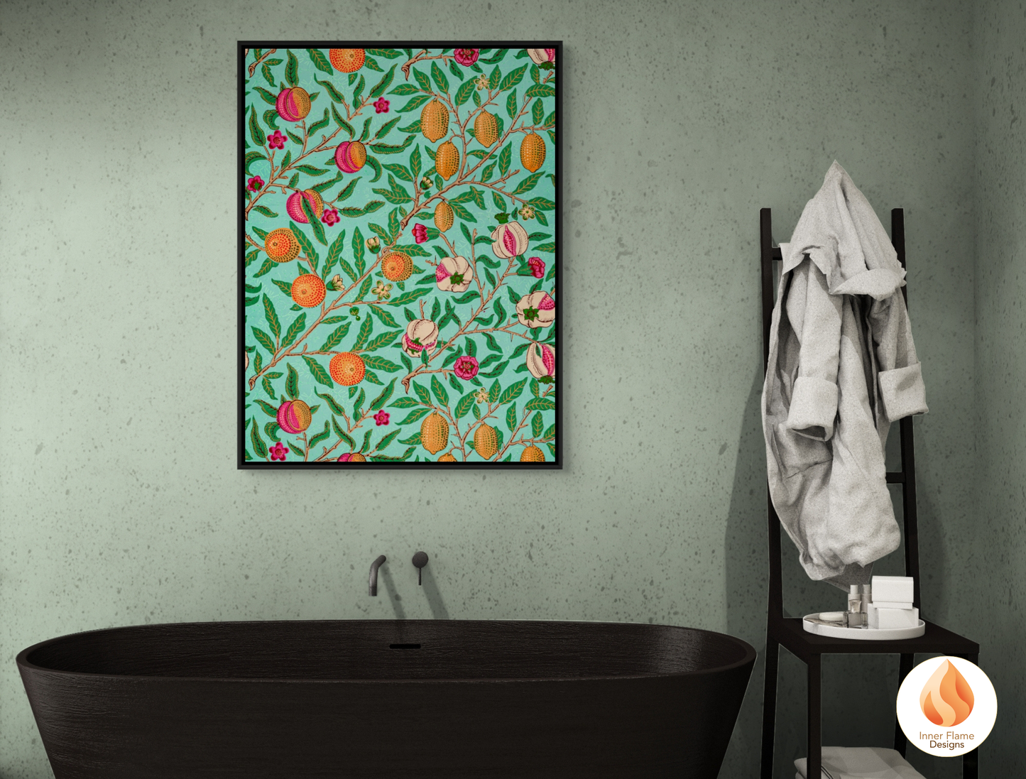 William Morris Inspired Designs - "Fruit (or Pomegranate)" | Abstract Botanical Art for Modern Home Design | Triptych Artwork