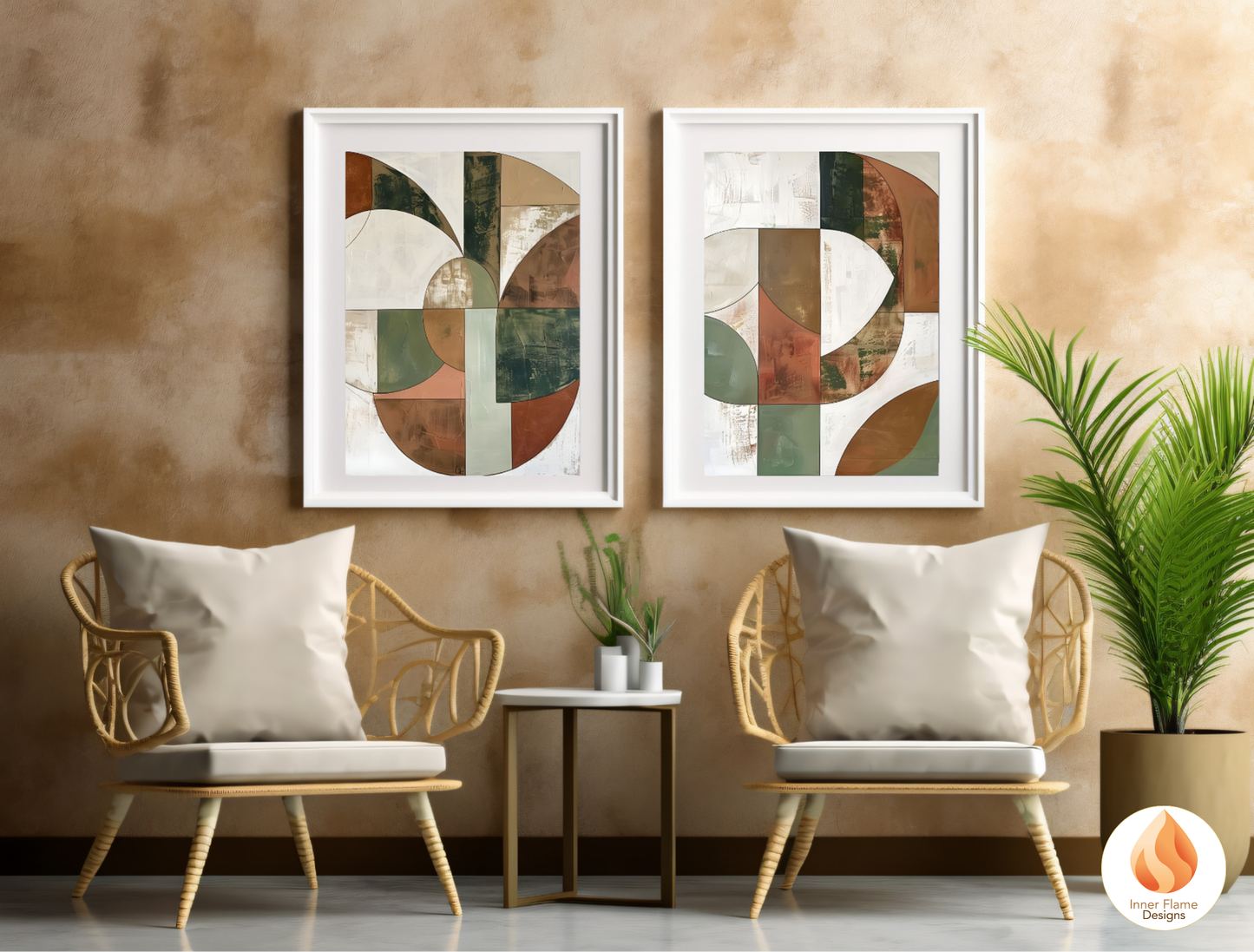 Organic Geometric Artwork for Modern Home Design | Triptych Artwork