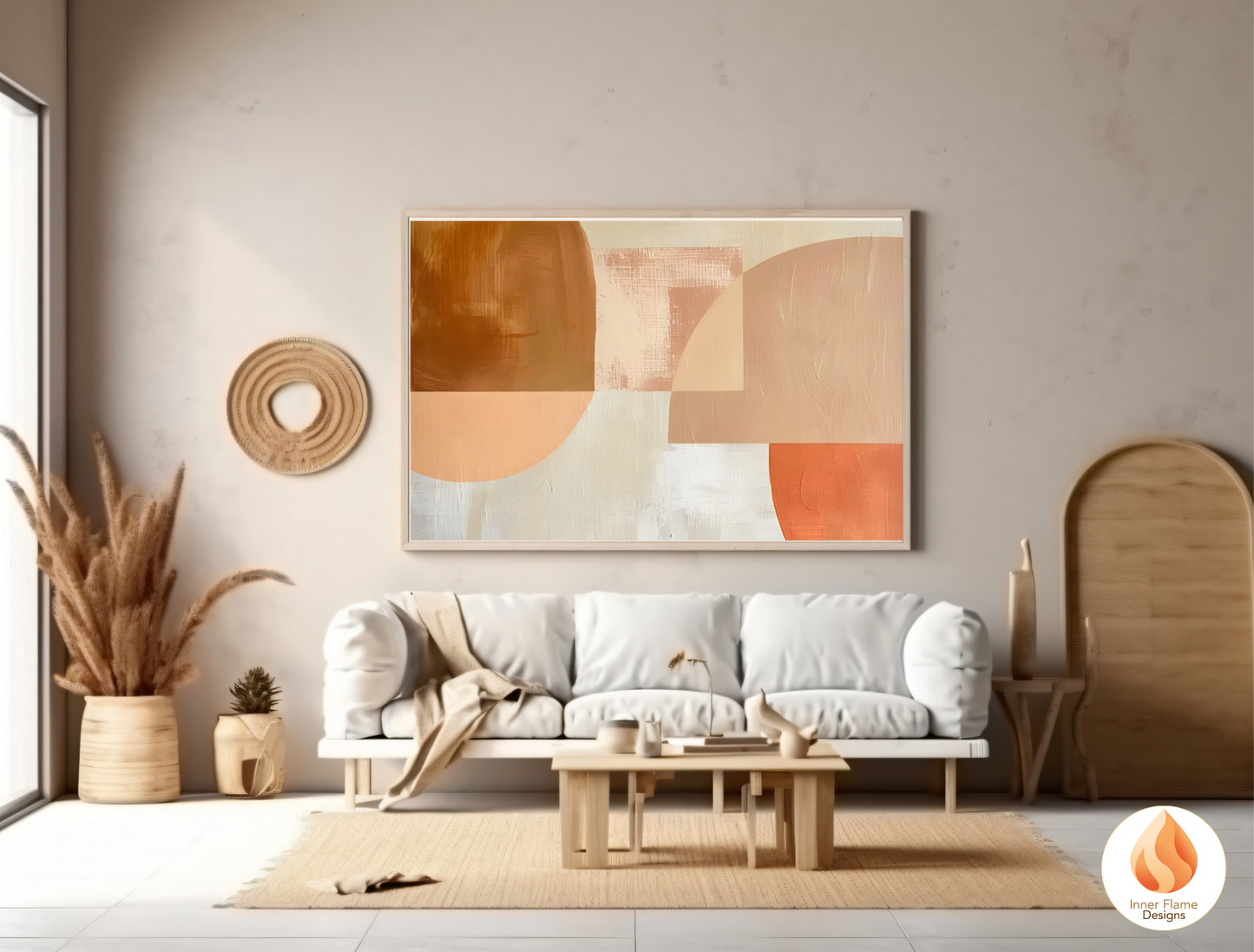 Terracotta Geometric Artwork for Modern Home Design | Triptych Artwork
